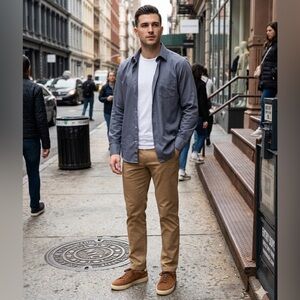 UNTUCKit Men's Casual Button-Down Shirt in Slate Blue